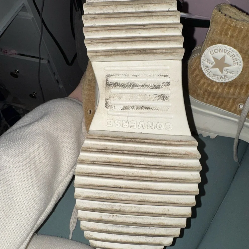 Tan High-Top Sneakers with White Soles